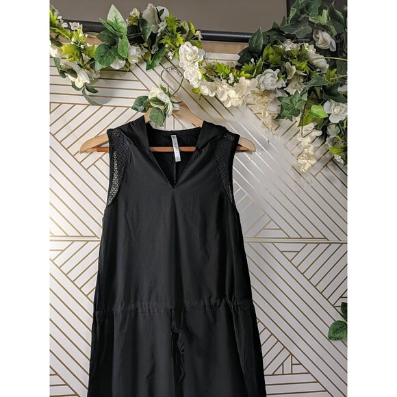 FABLETICS Women's Alana Mini Dress Black Mesh V-Neck Tie Waist Size Small - Picture 2 of 8